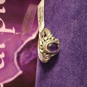 2407980-5. Handmade Bali Amethyst Ring 925 Sterling Silver  - Size 8US